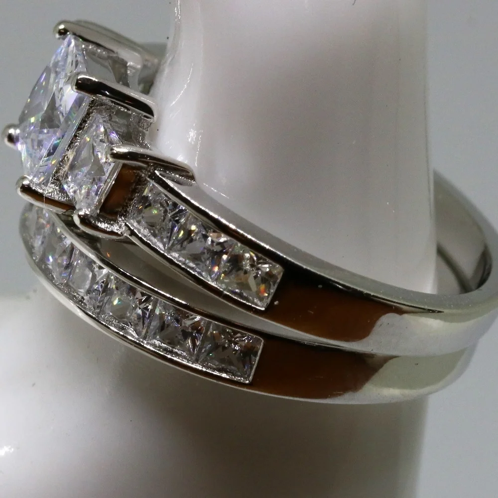 Sterling Silver‎ 3 Stone 2 Carat Engagement Ring